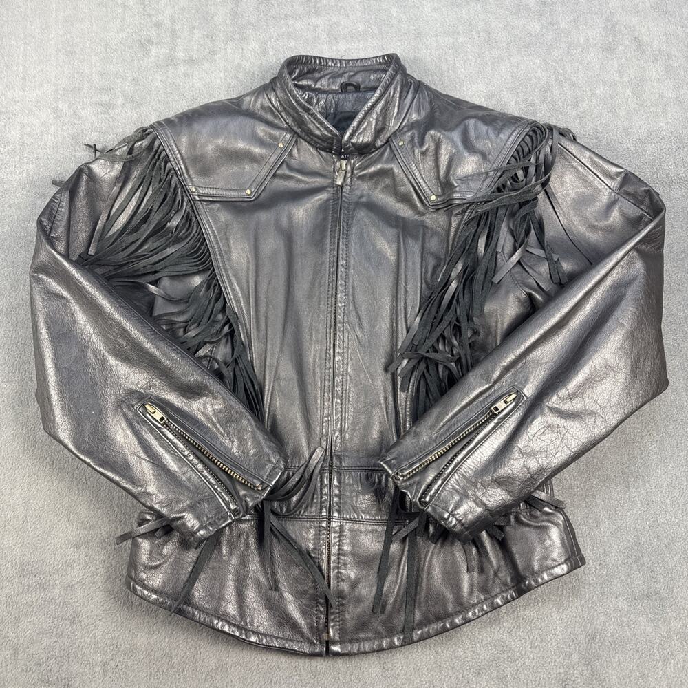 WILSON ADVENTURE BOUND LEATHER WESTERN FRINGE ROCKABILLY JACKET SIZE Large
